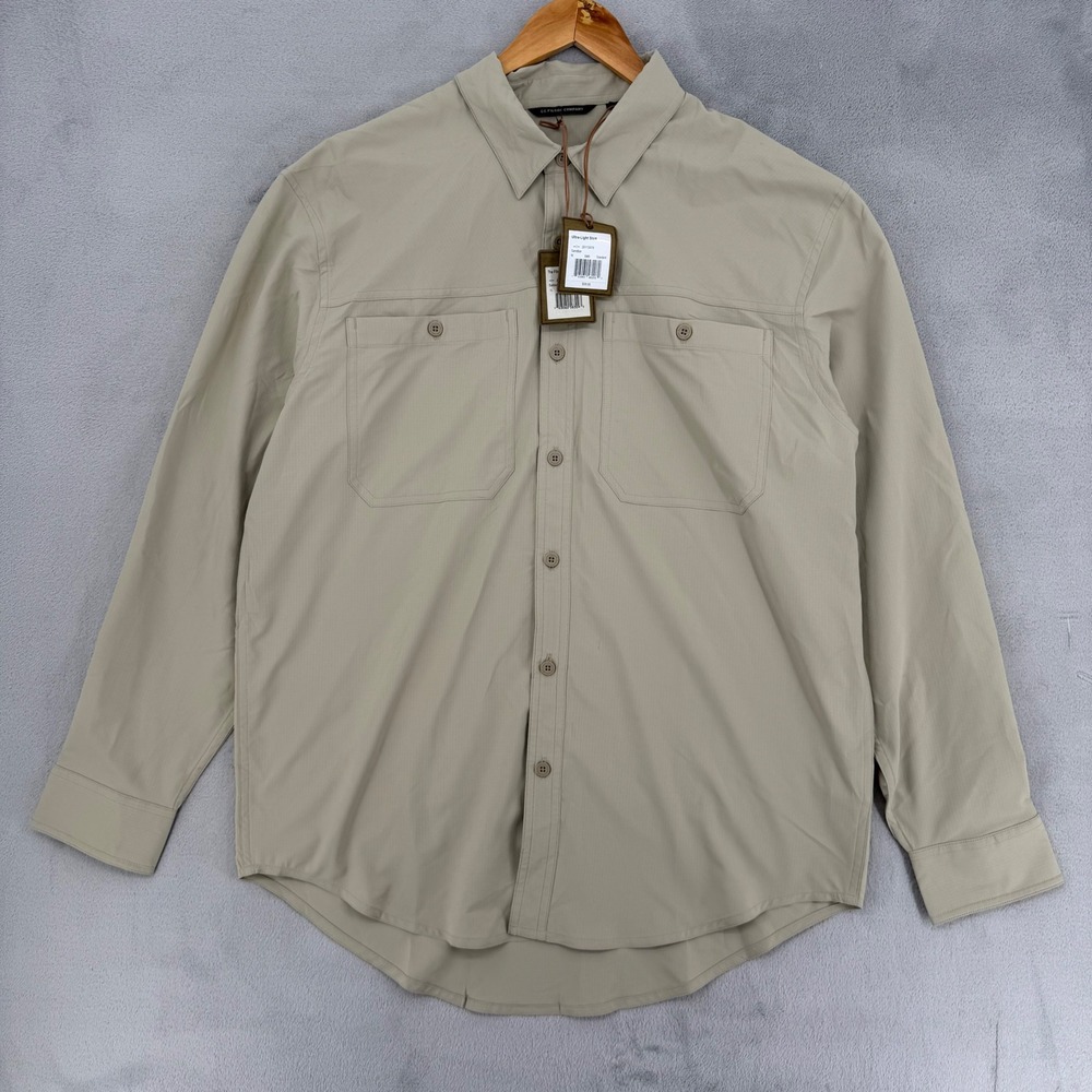 Filson Ultra-Light Shirt Mens Medium Sandbar Tan Ripstop Long Sleeve Polo NEW - Picture 2 of 15